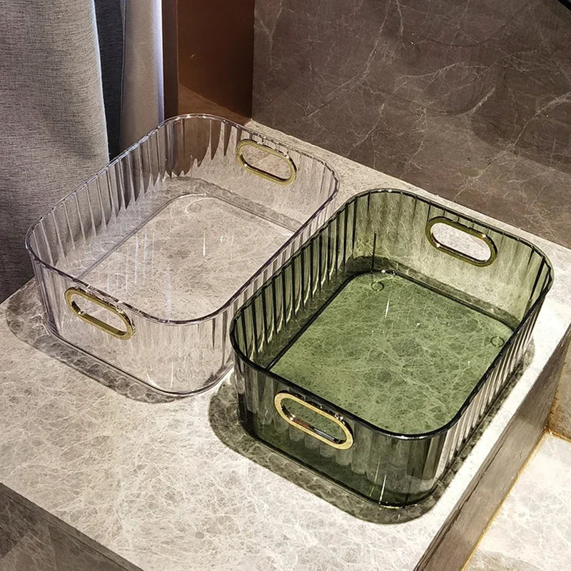 2 Pcs Cosmetics Box Desktop Storage Drawer Stackable Storage Box with Handle Makeup Organizers Basket Poatable Sundries  Rack