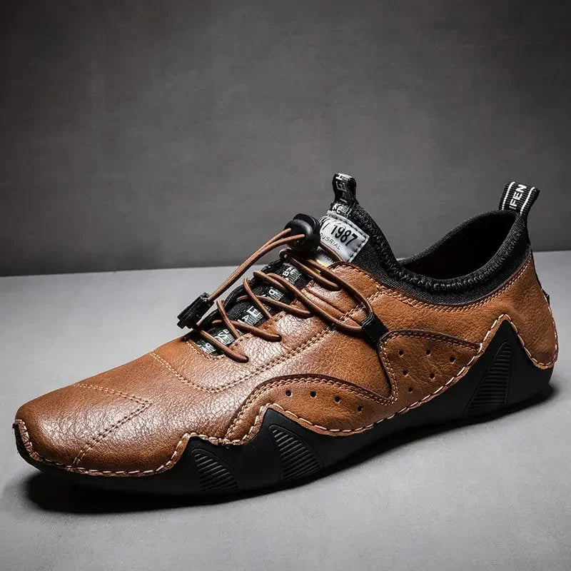 Men's Shoes Fashionable Breathable Comfortable Casual Soled Lace Up Shoes Retro Trendy Versatile Commuting Leather Short Boots