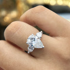 1/2/3/4ct Pear Cut All Moissanite Engagement Rings for Women 925 Sterling Silver 3-Stone Waterdrop Shape Wedding Bands Jewelry