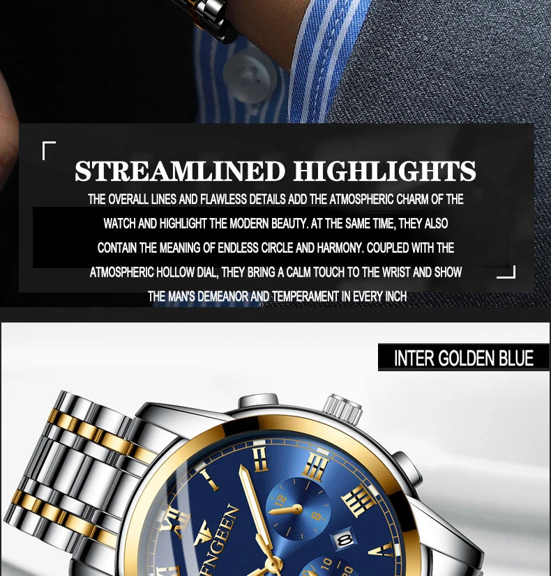 BINBOND 2pcs/Set Couple Watches Fashion Casual Men Ladies for Quartz Watch Lover Waterproof Stainless Steel Watch Valentine Gift