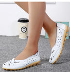 Women Flats Genuine Leather Fashion Soft Shoes Women Hollow Designer Shoes Slip On Ballet Flats Oxford Shoes Woman Plus Size