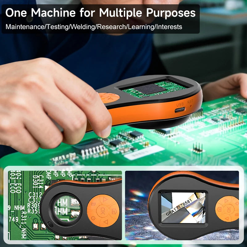 2.0'' IPS Digital Magnifier HD 1080P 500X Portable Microscope Handheld Mignifying Glass for Electronics Repair Check Jewelry