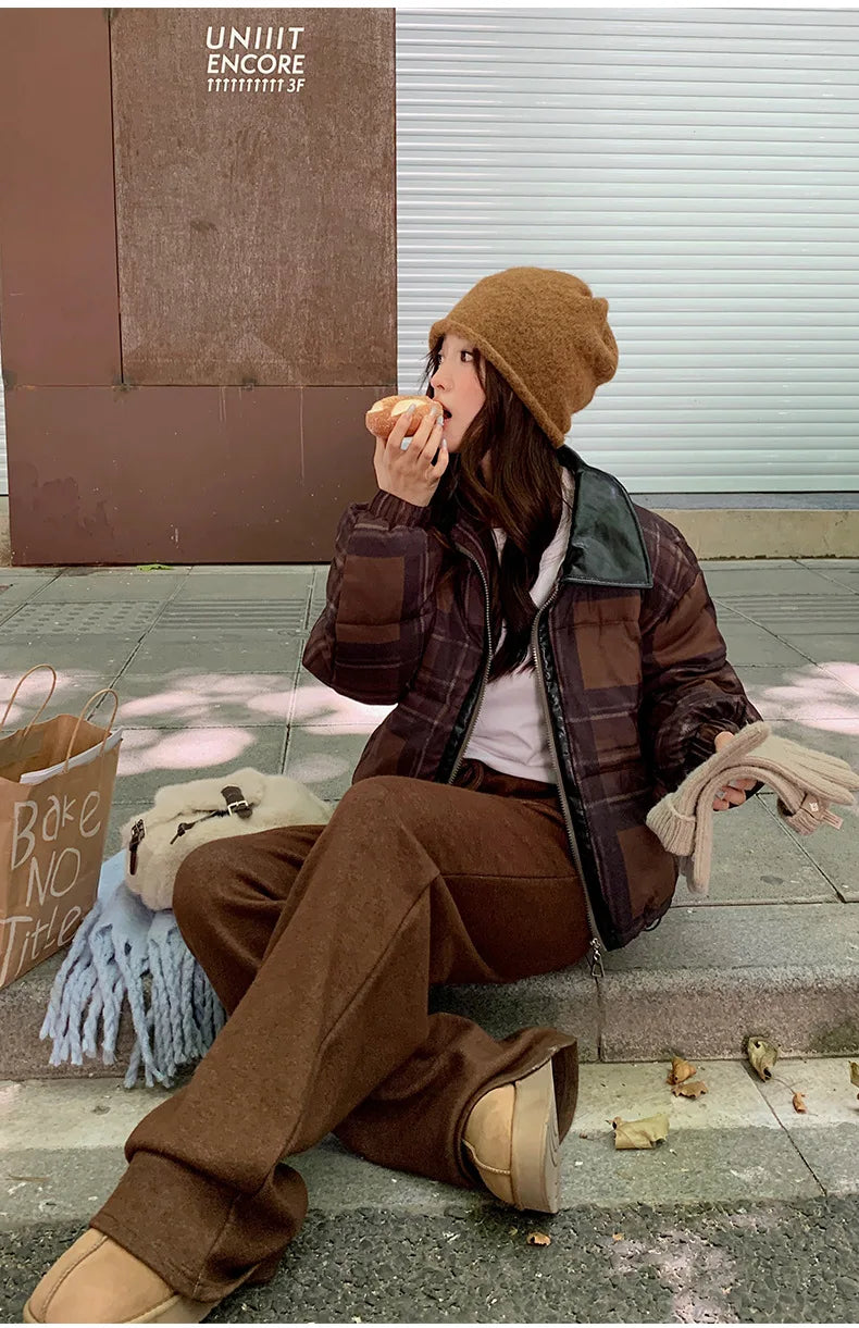 2025 New Korean Winter Women Down Cotton Jacket Parkas Short Cotton Padded Turn Down Collar Ladies Quilted Outerwear