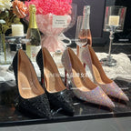 High Heels Women Star Style Sexy Red sole luxury Brand  Woman High Heels Pointed toe glitter Pumps elegant Party Shoes