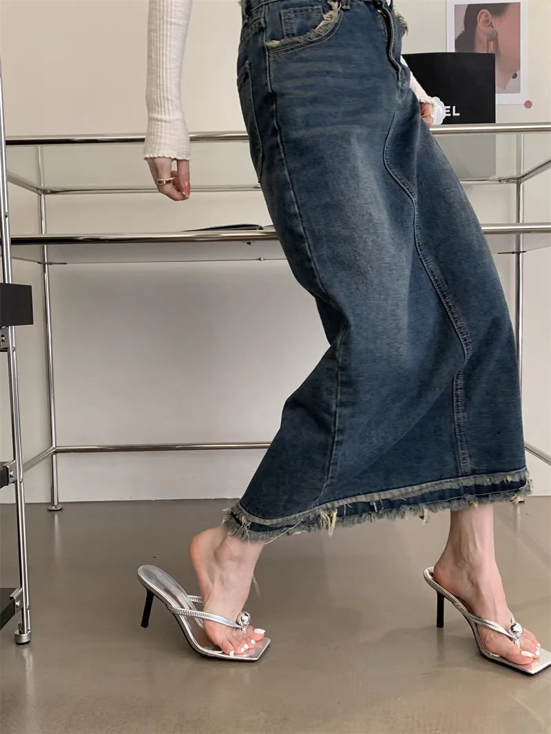 Women High Heels Slippers Designer Heeled Sandals Elegant Shoes Woman Summer 2025 Trend Fashion Fliop Flops Casual Slides Mujer