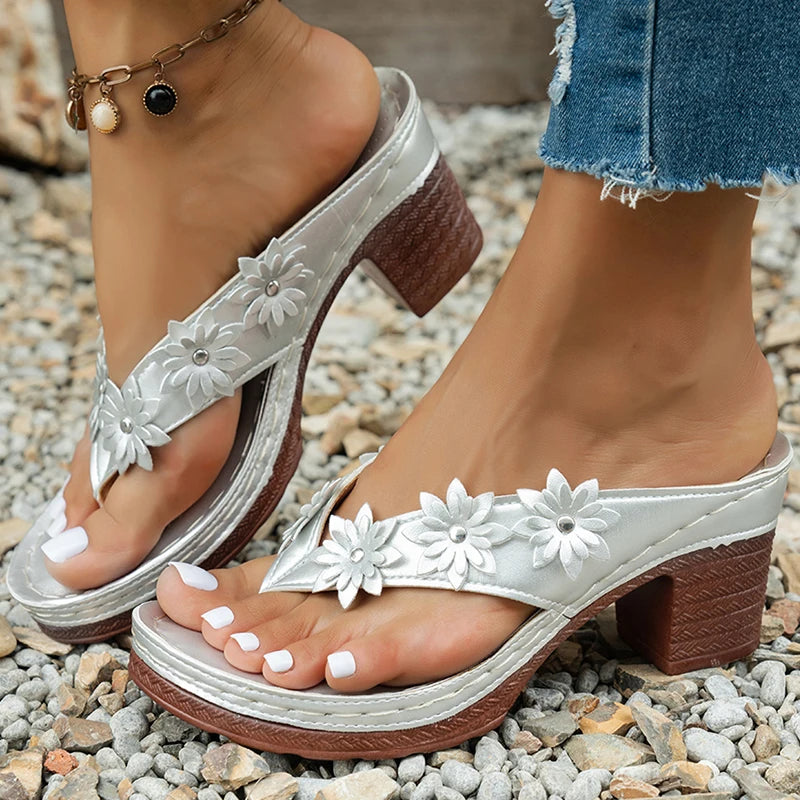 Women's Sandals 2025 Summer Shoes Woman High Heels Sandals New Flip Flops Women Heeled Sandals Summer Footwear Outdoor Slippers