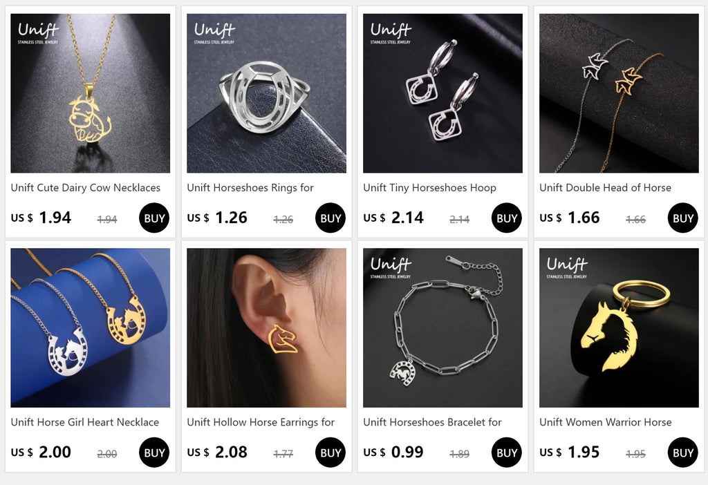 Unift Horseshoes Rings for Women Cowboy Cowgirl Stainless Steel Finger Ring Trendy Fashion Equestrian Horse Lover Jewelry Gift