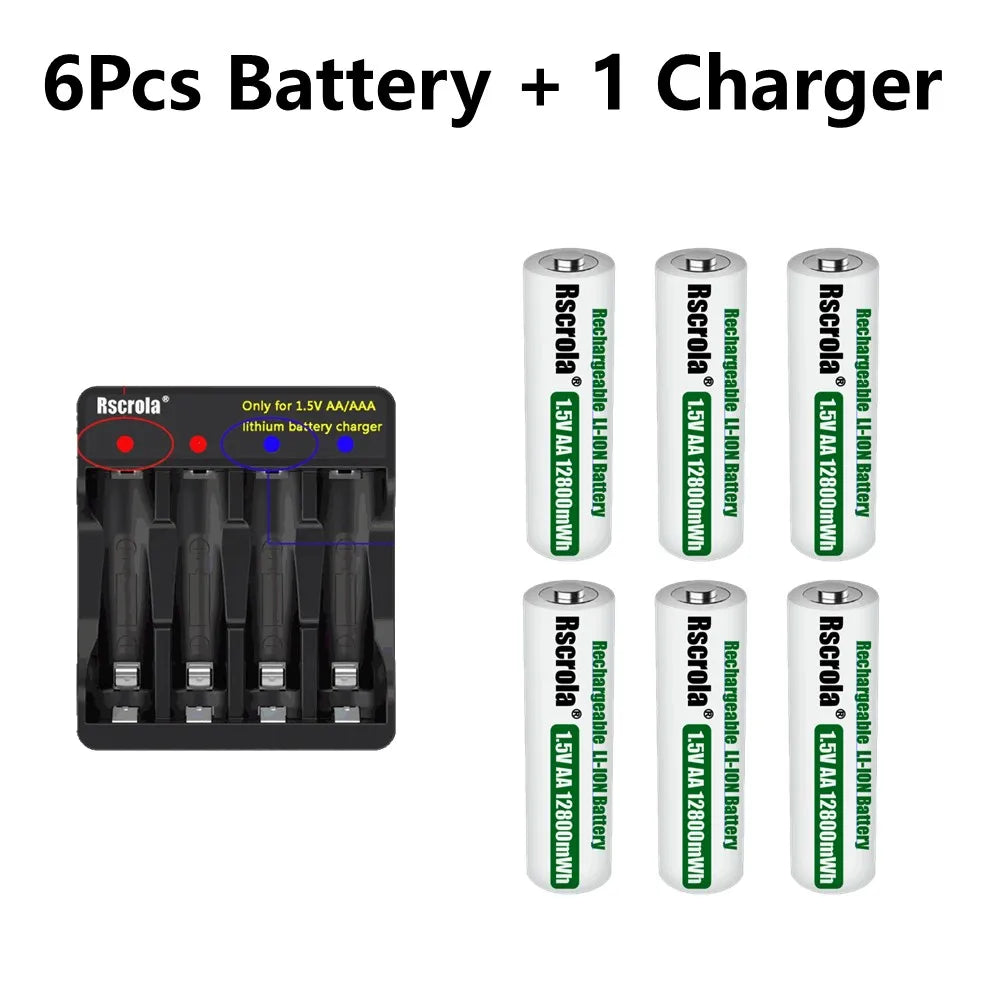 Portable AA Rechargeable Battery Fast Charge 1.5v Li-ion Battery Smart Battery Charge Protection Waterproof Dustproof Shockproof