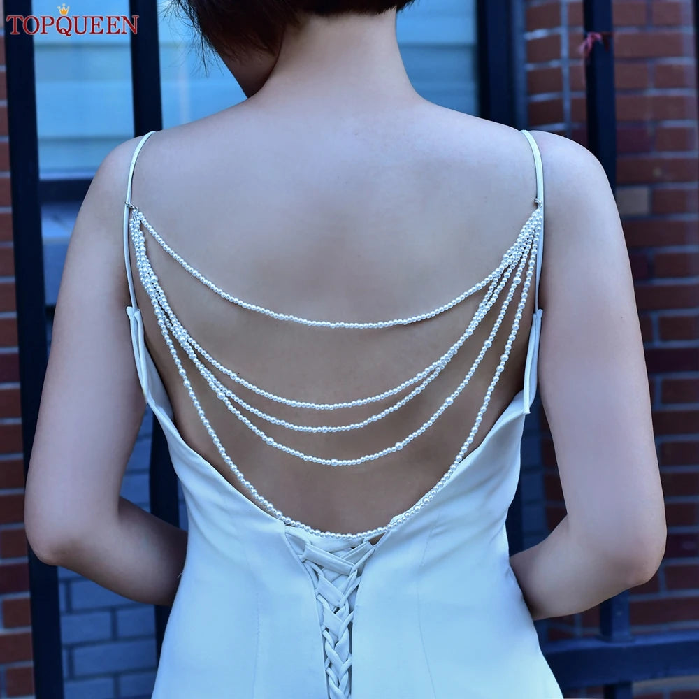 TOPQUEEN SG04 Jewelry Bride Wedding Accessories Crystal Tassel Pendant Necklace Women's Bolero Shawl Dress Shoulder Decoration