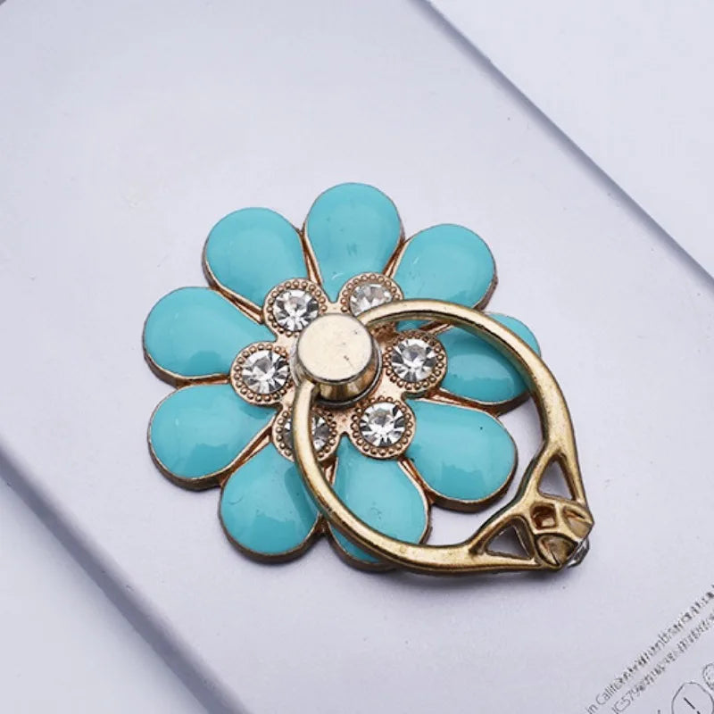 Mobile Phone Case Accessories Alloy Flower Phone Holder Creative Metal Ring Buckle Mobile Phone Decoration DIY Back Sticker