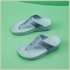 Women's Sandals Summer  Casual Non-Slip Suede  Diamond Soft Platform Wedge Flip Flop Walking Beach Slippers Shoes Woman