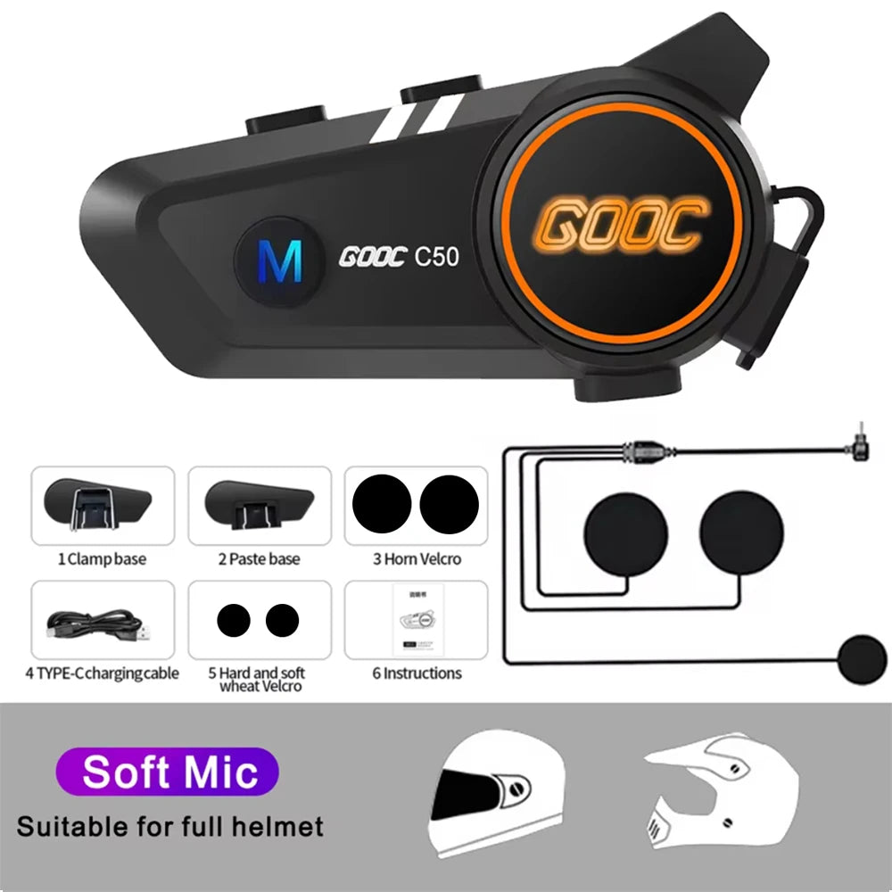 Bluetooth 5.3 Helmet Headset Wireless Hands-free Call Phone Kit Motorcycle Waterproof Earphone MP3 Music Player Speaker for Moto