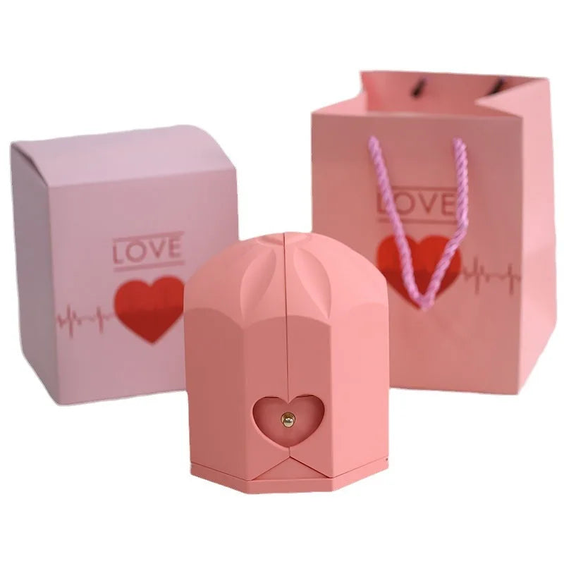 Christmas Custom Name Heart Necklace Creative Castle Double Door Jewelry Box Eternal Rose for Girl Wife Valentine's Day Gifts