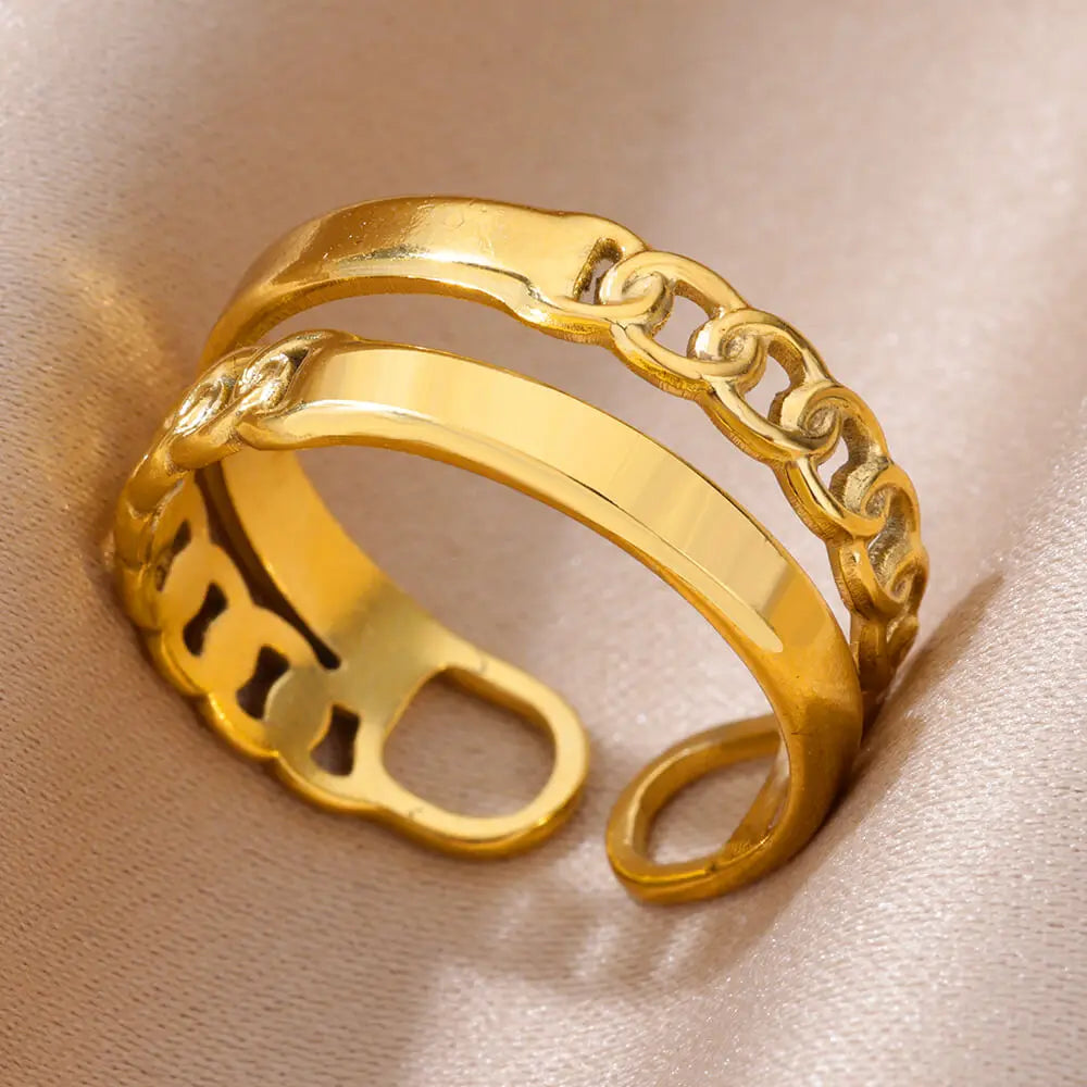 Stainless Steel Rings for Women Adjustable Ring 2024 New in Female Vintage Wedding Aesthetic Jewelry anillos mujer