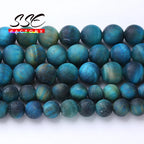 Matte Natural Blue Tiger Eye Stone Beads For Jewelry Making Round Loose Beads DIY Bracelets Accessories 4 6 8 10 12mm 15" Strand