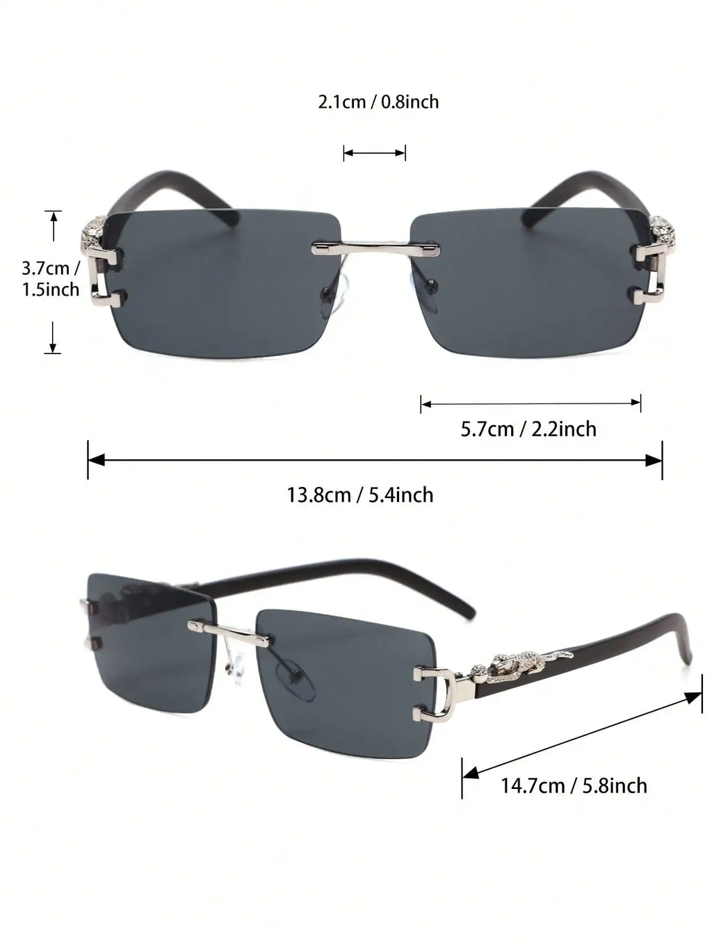 1/2 PCS Fashionable Trendy Frameless Rectangular Personalized Sunglasses For Daily Life