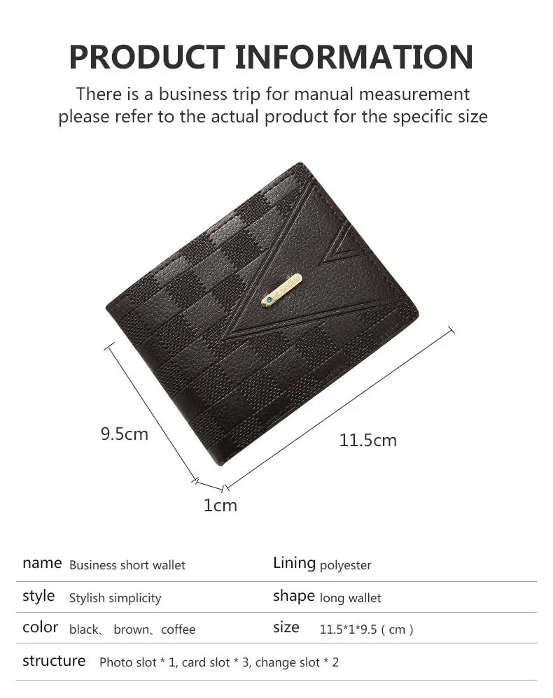 Men's Wallet Casual Short Wallets Youth Fashion Soft PU Leather Business Credit ID Card Holder Billfold Purse Mini Money Bag