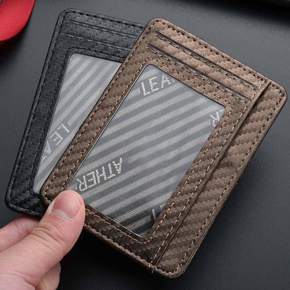 Men's Slim Thin Minimalist Front Pocket Wallets Men Anti Rfid Blocking Protected Magic ID Credit Card Holder PU Leather Wallets