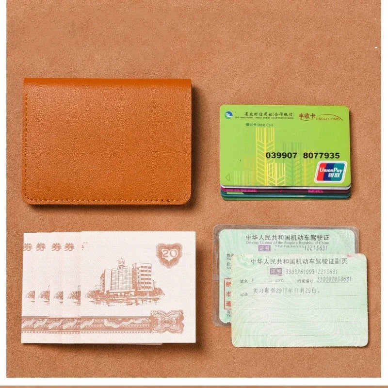 2025 New Women's Wallet Simple Folding Button Small Wallet Driver's License Card Bag Soft Leather Wallet