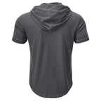 Men's Short-sleeved T-shirts for Sports and Fitness American-style Henley Shirt Hooded Top