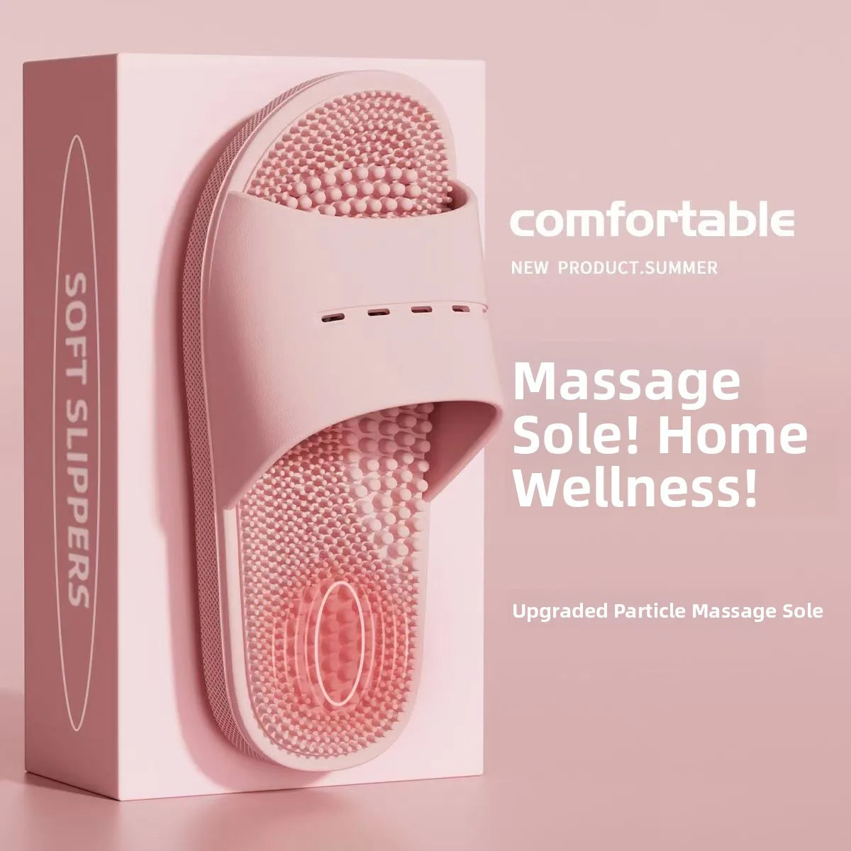 Men's Massage Slippers Anti-Slip Indoor Home Batoom Bathing Sandals Simple Sle PVC Material Comfortable Summer Slippers