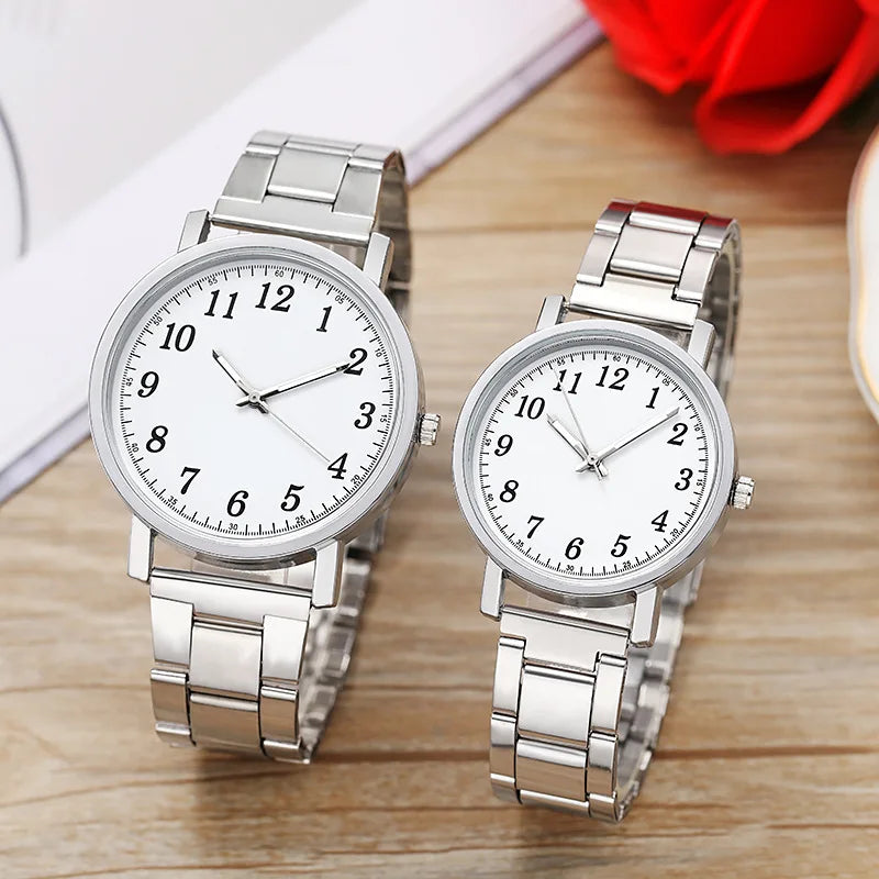 2PCS Couple's Watches Men Business Watch Fashion Analog Women Quartz Watch (Without Box)