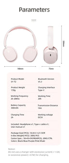 Head Mounted Wireless Earphones Foldable Bluetooth Earphones Built Microphone Earphones Audio Noise Cancelling Earphones