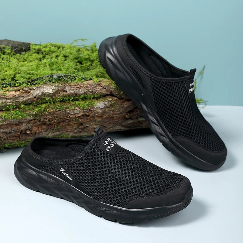 39-47 Men Half Slippers Anti-slip Men's Casual Shoes Lightweight Male Flat Slippers Breathable Fashion Slip on Flats Outdoor