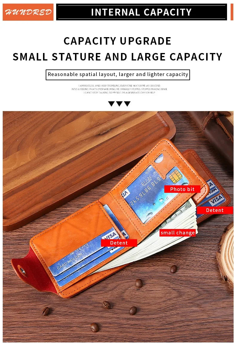 Men's Wallets with 100 US Dollar Pattern Wallet Male Leather Wallet Photo Card Holder Fashion Large Capacity Wallet Purse Bag