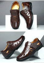 Men Sandals Summer  Cozy Hollow Non-slip Soft Cool Lighted Breathable All-match Classic Wearable Fashion Casual Leather Sandals