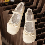 Women Flats Fashion Shoes Spring New Round Shallow Loafers Buckle Soft Sole Non-slip Sneakers Women Mouth Butterfly Knot Metal