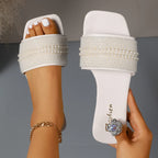 Women's slippers 2025 summer retro letters ladies open toe daily casual comfortable outdoor beach vacation flip flops plus size