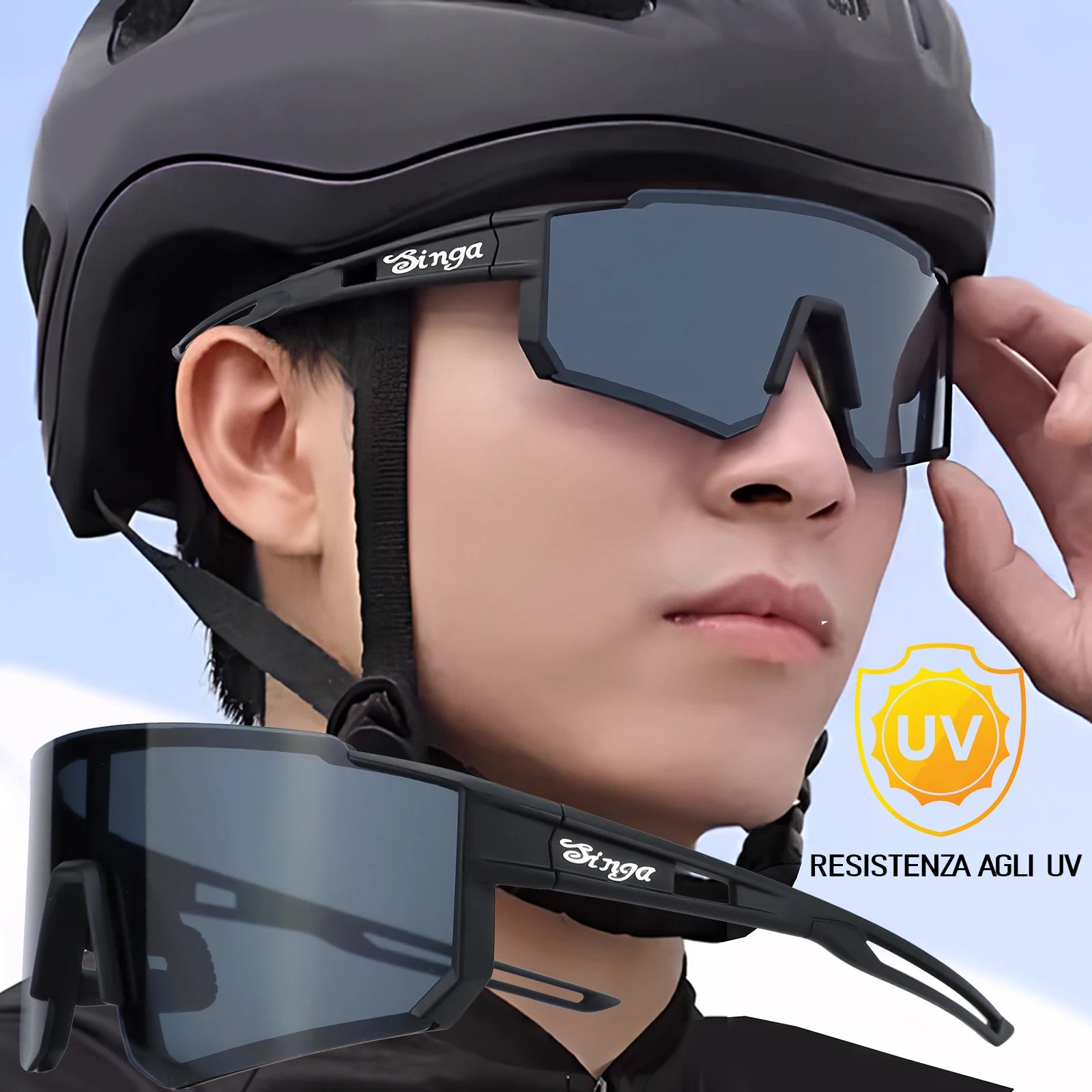 Cycling sunglasses Bike Eyewear Sports Dark Glasses Cycling Glasses Black Polarized Lens Eyepieces Outdoor Bicycle Goggles