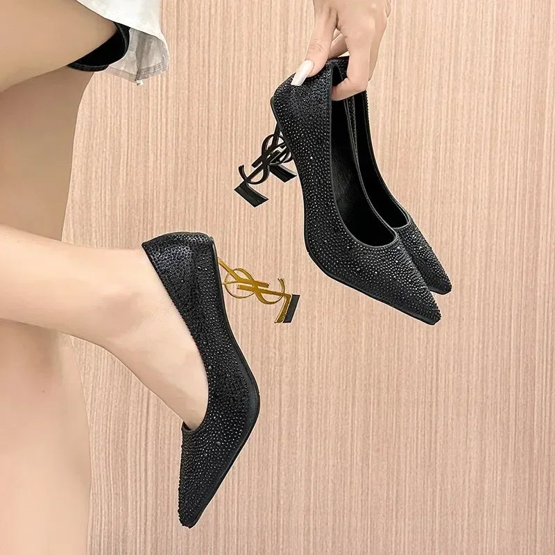 Heels Women New Design Metal Heel Patent Leather Banquet High Heel Sandals Elegant Sexy Women's High Heels Zapatos De Mujer