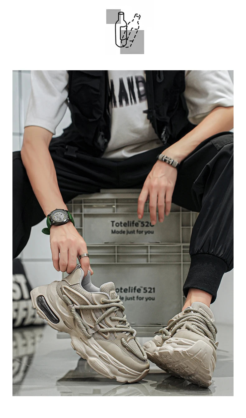 Fashion Shoes For Men White Sneakers Male Platform Walking Shoes Punk Lace Up Outdoor Men’s Outdoor Breathable Sneakers