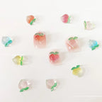 10pcs Kawaii Clear Peach Apple Nail Art Charms Resin Ice Transparent Fruit Rhinestones Nail Decorations DIY Jewelry Accessories