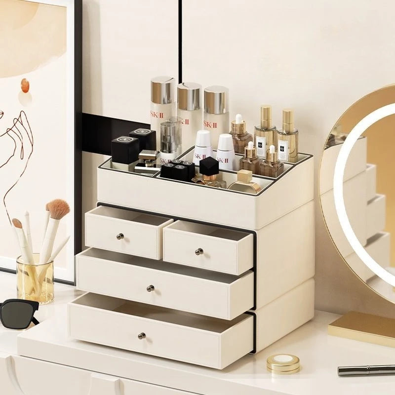 Makeup Box Desktop Large Capacity Skin Care Product Shelf Dustproof Perfume Storage Organizer Removable Cosmetics Storage Box