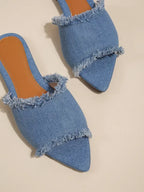 Women Flats Cowboy Slippers Fashion Beach Dress Shoes  Summer Femme Pointed Toe Flip Flops New Casual Slides Zapatos Mujer