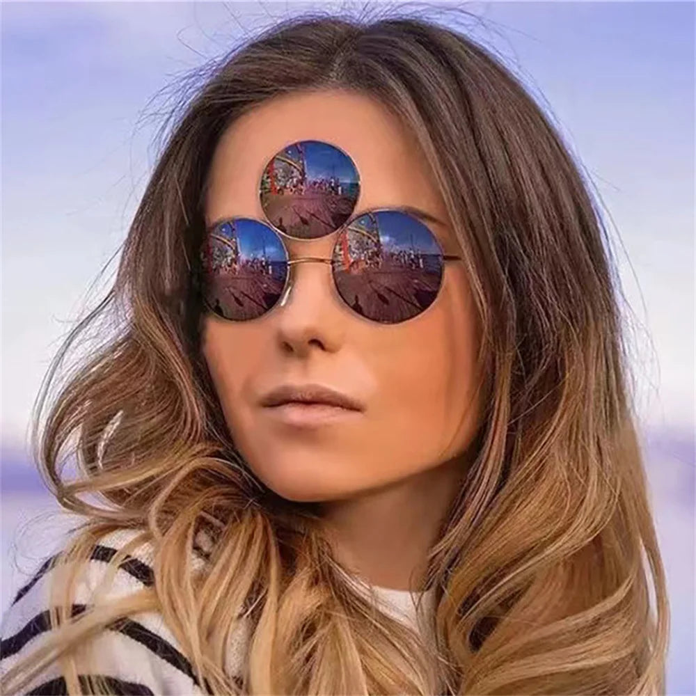 Sunglasses Third Lenses 3 Eyes Round Women Metal Fashion Vintage Sun Glasses For Men Fashion Eyewear Shades UV400