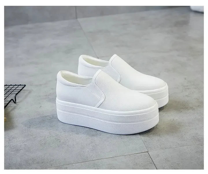 Women Flat Platform Canvas Shoes Flats Woman Casual Sneakers Girls Student Thick Soled Loafers Ladies Slip on tenis de mujer
