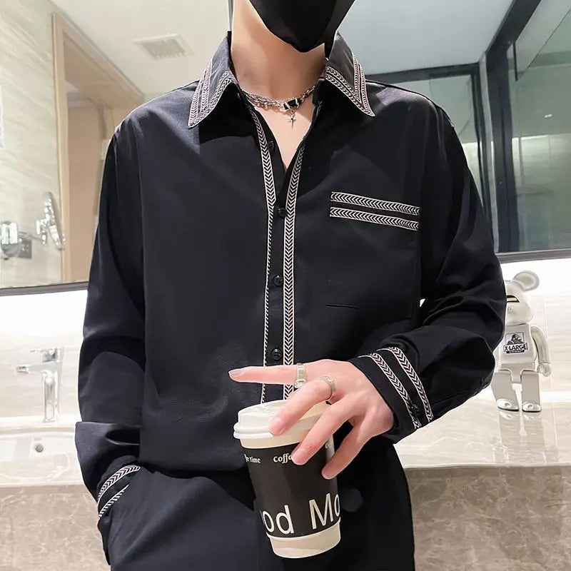 Men Long Sleeve Shirt Casual Fashion Stylish Versatile Top