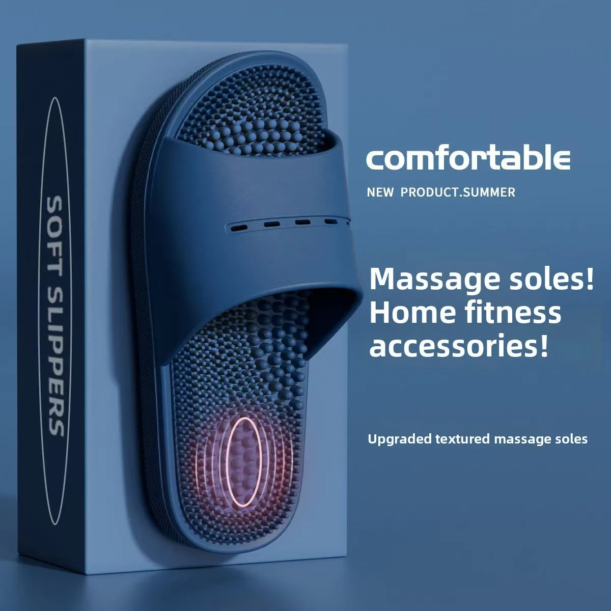 Men's Massage Slippers Anti-Slip Indoor Home Batoom Bathing Sandals Simple Sle PVC Material Comfortable Summer Slippers