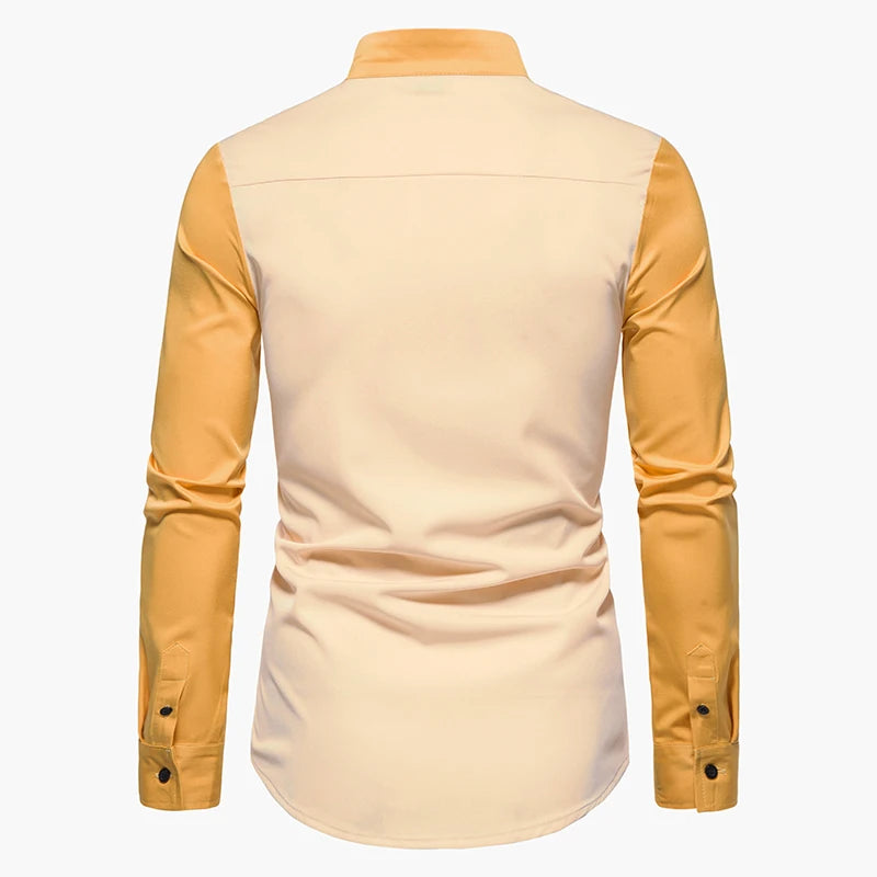 Men Shirt Long Sleeve Personality Diagonal Button Shirts for Men Luxury Designer Irregular Henry Collar Top Grade Tops