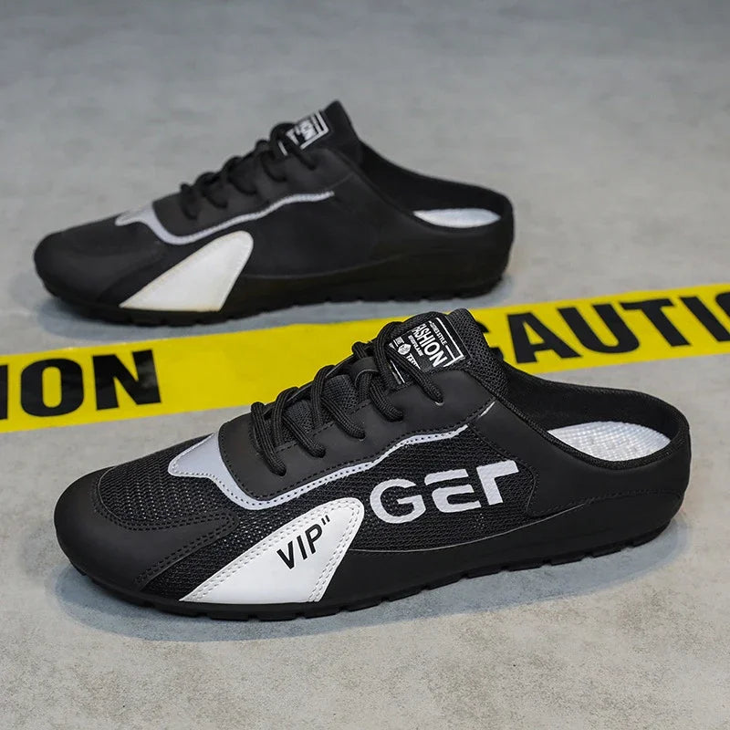 Men Slippers Trend Baotou Shoes for Men Summer Breathable Casual Shoe Vulcanized Flats Male Sneakers Half Slip-on Shoes