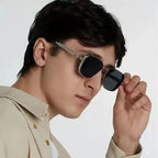 Men Driving Sunglasses Vintage Steampunk Square Sunglasses Metal Frame with Spring Hinges Women Eyepiece Trendy Driver Glasses