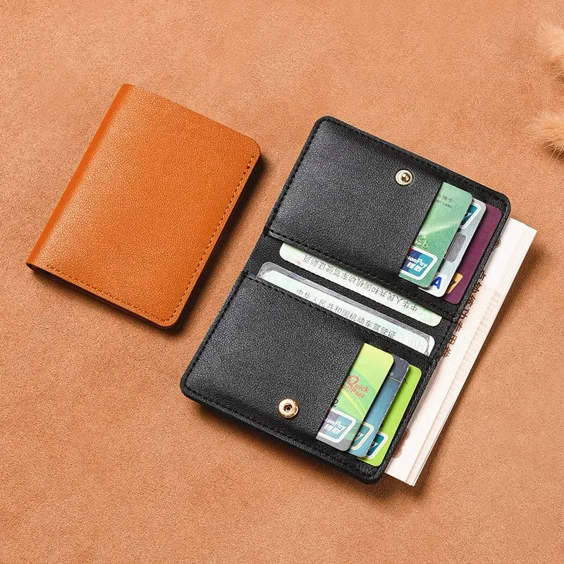 2025 New Women's Wallet Simple Folding Button Small Wallet Driver's License Card Bag Soft Leather Wallet
