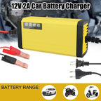 12V 2A Car Battery Charger 220V Power Puls Repair Charger Wet Dry Lead Acid Battery LED Display Moto Truck Battery Charger