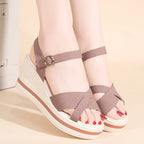 Women's Sandals Mix Color Wedges Heels Sandals Summer 2025 Shoes Woman Heeled Sandals Platform Summer Shoes Women Block Footwear