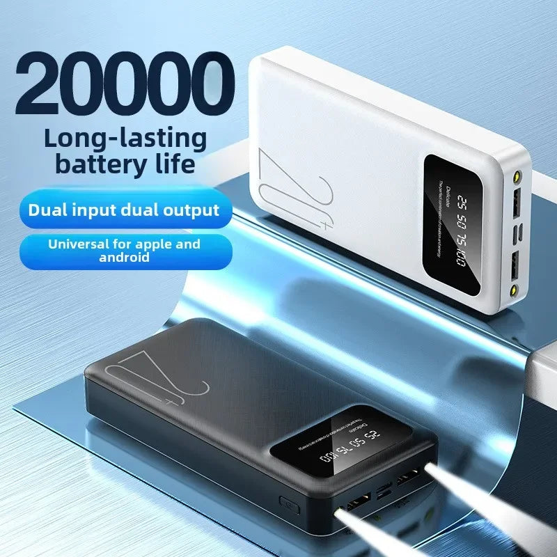 New Style BCAK power bank 20000mAh self-contained cable fast charging mini mobile phone gift mobile power supply