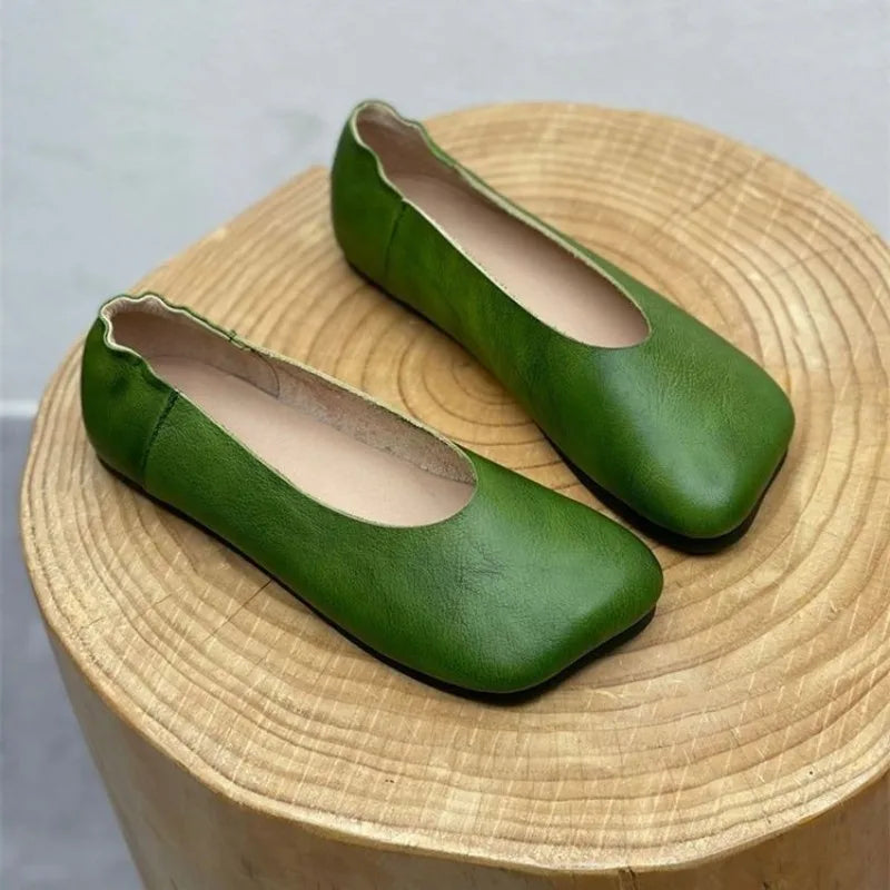 Women Flats 2024 New Spring Autumn Fashion Casual Solid Color Loafers Shoes Square Toe Lolita Shoes Sneakers Zapatillas De Mujer